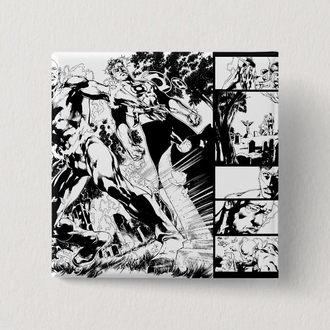 Grelle und grüne Laternen-Platte 2 Button (Vorderseite)