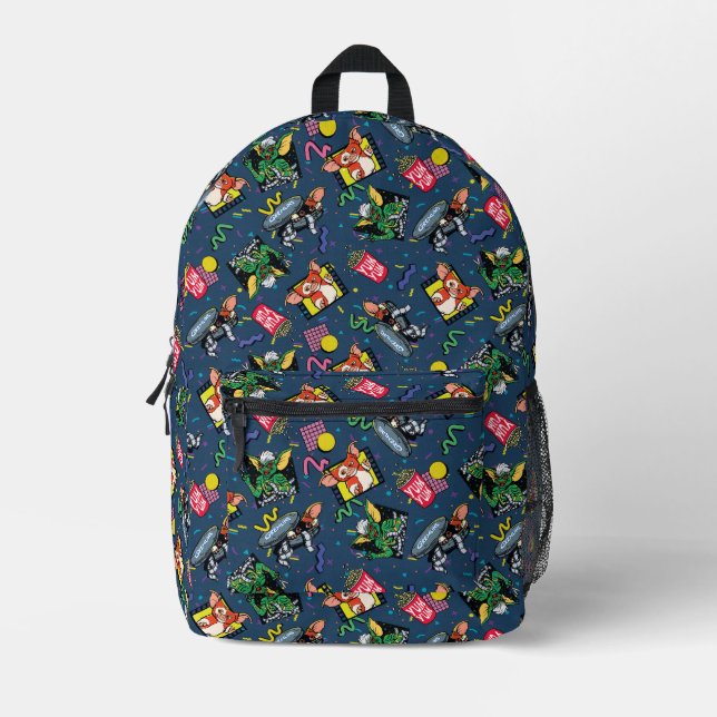 Gremlins™ 80er Retrowave Muster Bedruckter Rucksack (Vorderseite)