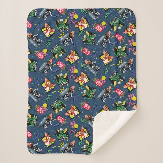 Gremlins™ 80er Retrowave-Muster Sherpadecke (Vorderseite)