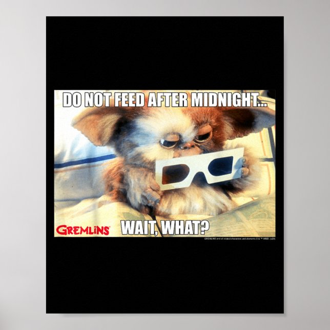 Gremlins Do Not Feed After Midnight Wait What Meme Poster (Vorne)