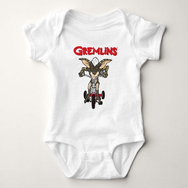 Gremlins | Dreirad-Streifen Baby Strampler (Vorderseite)