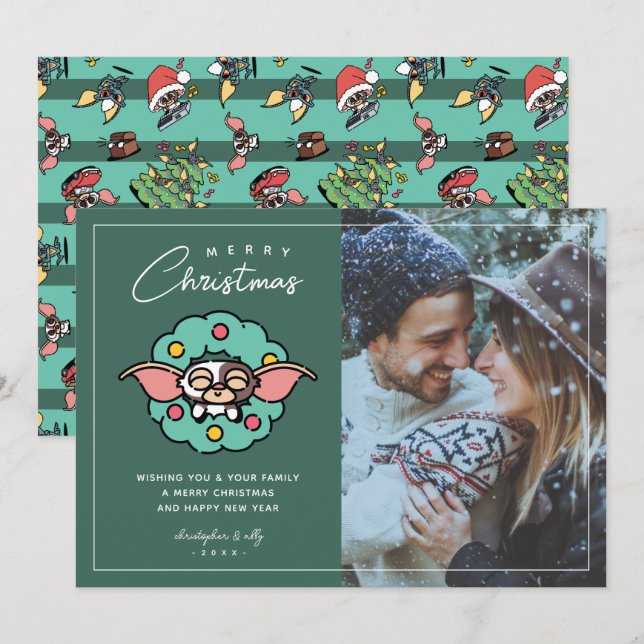 Gremlins | Gizmo Frohe Weihnachtsfeiertage Foto Einladung (Vorne/Hinten)