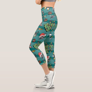 Gremlins   Niedliches Comic Weihnachtsmuster Capri Leggings