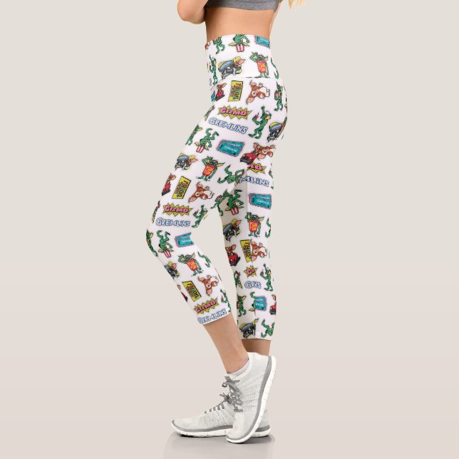 Gremlins™ Sticker-Spaß-Muster Capri Leggings (Links)