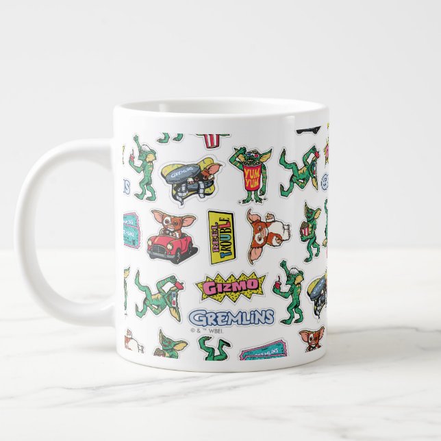 Gremlins™ Sticker-Spaß-Muster Jumbo-Tasse (Links)