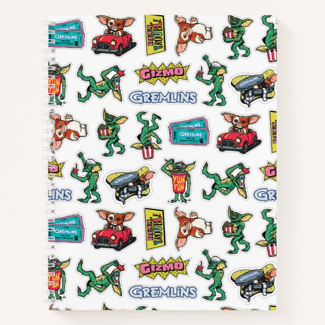 Gremlins™ Sticker-Spaß-Muster Notizbuch (Vorderseite)