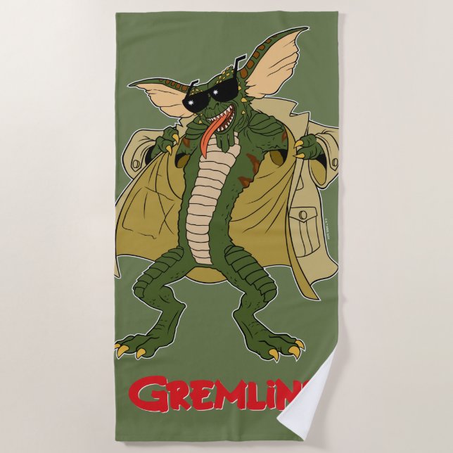 Gremlins | Strip Trench Coat Flash Strandtuch (Vorderseite)