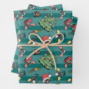 Gremlins   Süßes Comic-Weihnachtsmuster Geschenkpapier Set