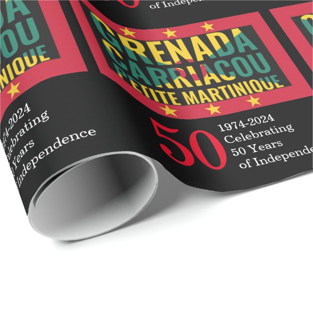 GRENADA 50 Jahre Unabhängigkeit Custom 2024 Geschenkpapier (Rolleneckpunkt)