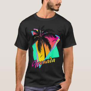 Grenada 80er Tropical Sommer Sonnenuntergang Palme T-Shirt