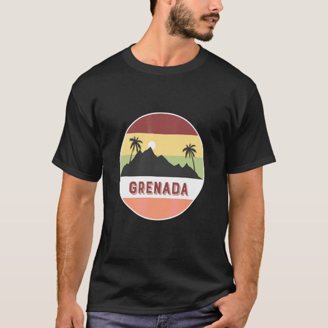 Grenada Berg Und Palmen T-Shirt (Vorderseite)