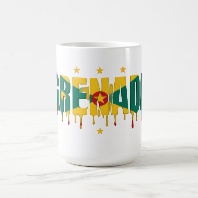 Grenada-Drip-Text | Karibik-Flagge-Design | Fan  Kaffeetasse (Mittel)