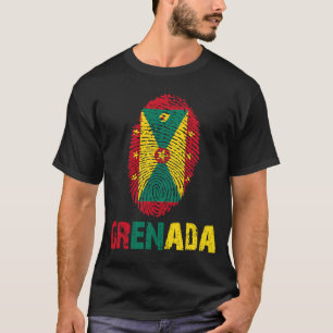Grenada Finger Print Flag  I Love Grenada Travel   T-Shirt