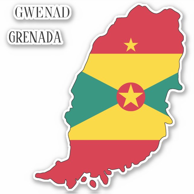 Grenada Flag Karte Aufkleber (Vorderseite)