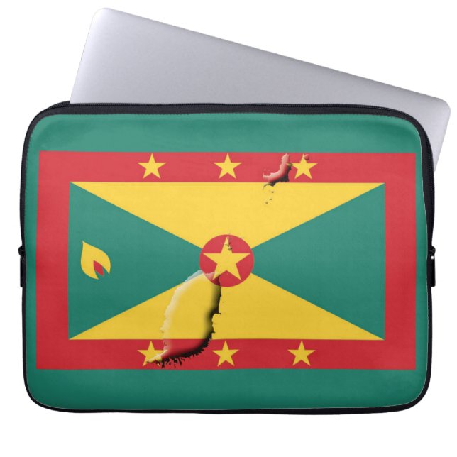 GRENADA Flag Map Patriotic Computer GREEN Laptopschutzhülle (Vorderseite)