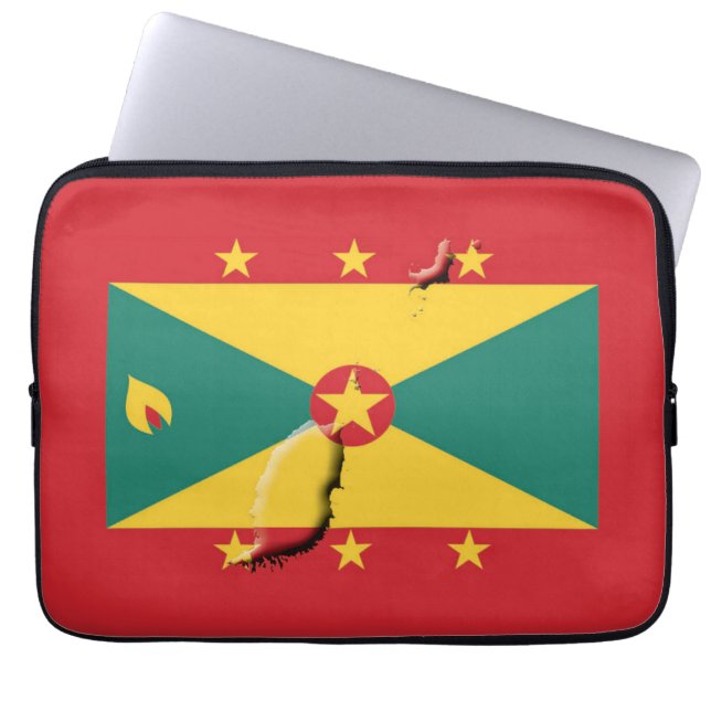 GRENADA Flag Map Patriotic Computer RED Laptopschutzhülle (Vorderseite)