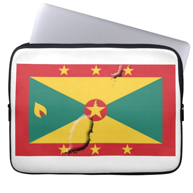 GRENADA Flag Map Patriotic Computer WHITE Laptopschutzhülle (Vorderseite)