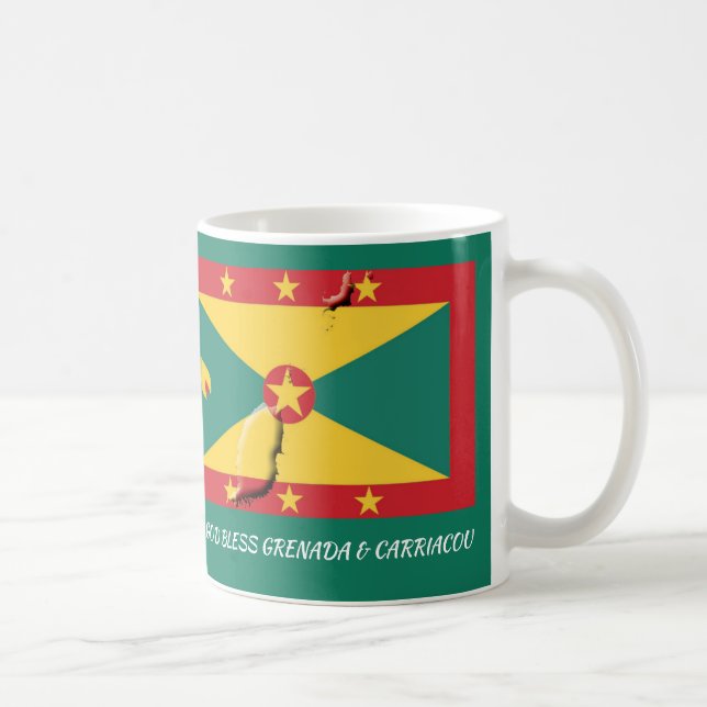 GRENADA FLAG | Schrift | Patriotic GREEN Kaffeetasse (Rechts)