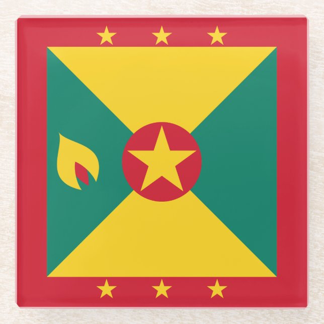 Grenada-Flagge Glasuntersetzer (Vorderseite)