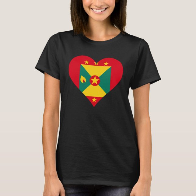 Grenada-Flagge Herz Grenada Liebe Grenada T-Shirt (Vorderseite)