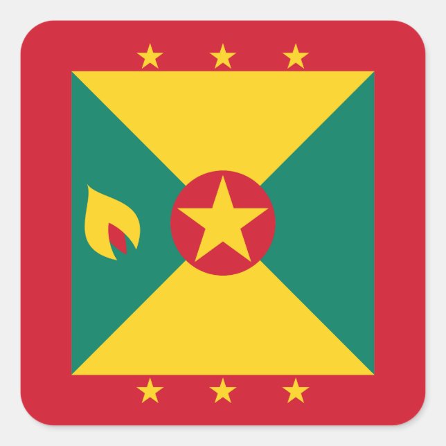 Grenada-Flagge Quadratischer Aufkleber (Vorderseite)