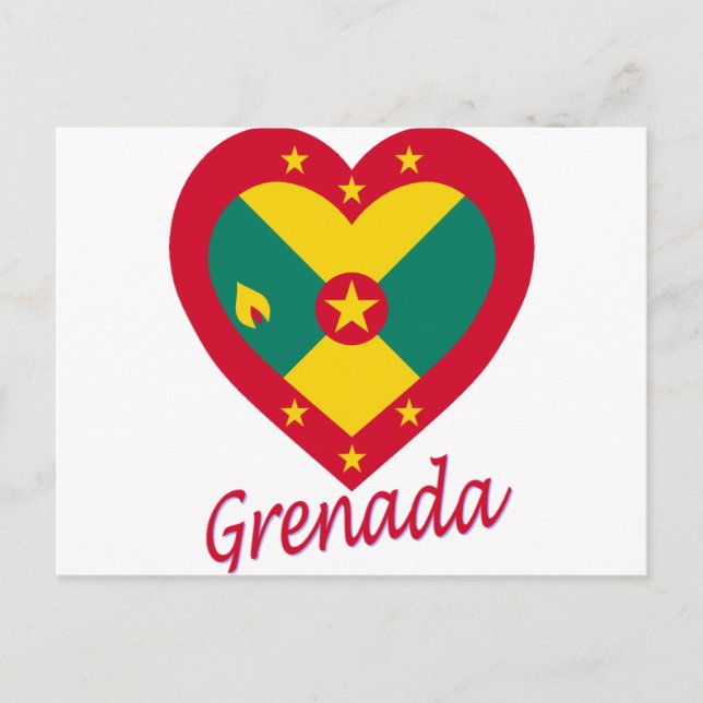 Grenada Flaggenherz Postkarte (Vorderseite)