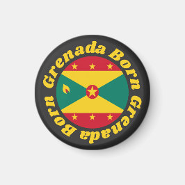 Grenada Geboren | Flagge Grenada-Gelbe Typografie Magnet