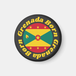 Grenada Geboren Flagge Grenada-Gelbe Typografie Magnet