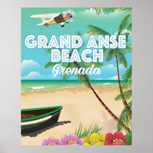 Grenada Grand Anse Beach Travel Poster