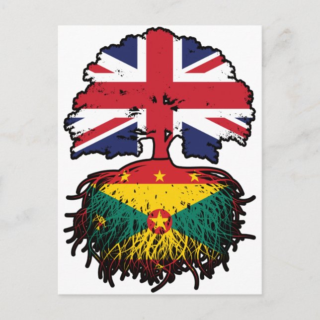 Grenada Grenadian British UK Tree Roots Flag Postkarte (Vorderseite)