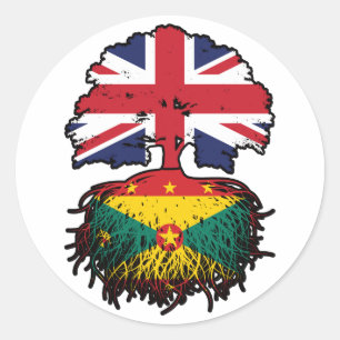 Grenada Grenadian British UK Tree Roots Flag Runder Aufkleber