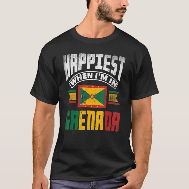 Grenada Grenadian Grenadian Flag glücklich, wenn i T-Shirt (Vorderseite)