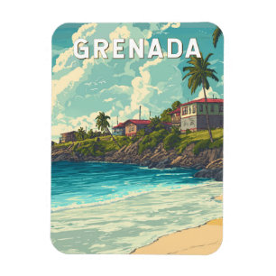 Grenada Illustration Travel Art Vintag Magnet