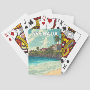 Grenada Illustration Travel Art Vintag Spielkarten