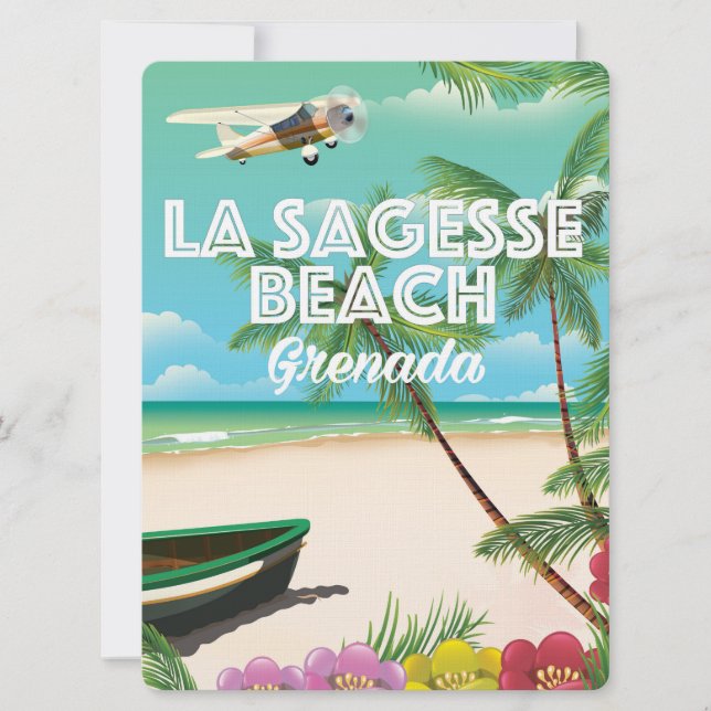 Grenada La Sagesse Travel Poster Einladung (Vorderseite)