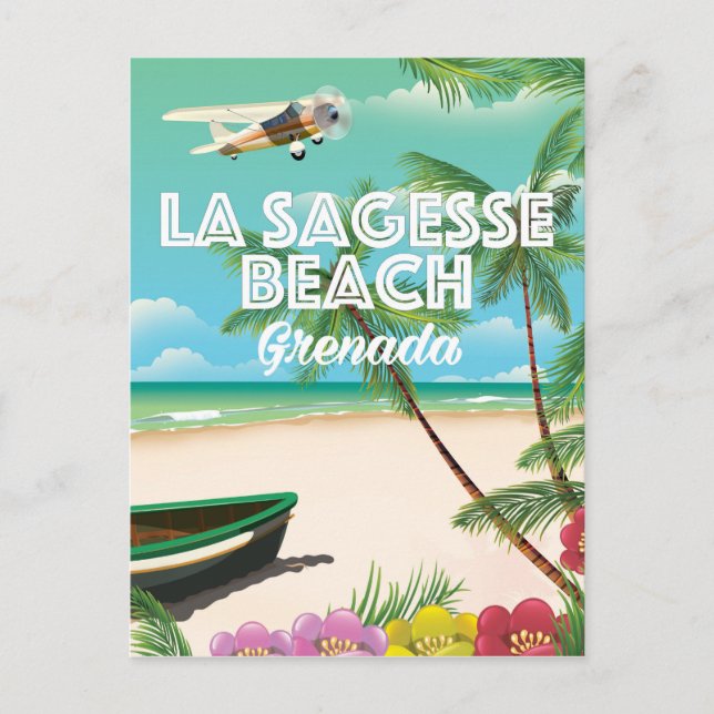 Grenada La Sagesse Travel Poster Postkarte (Vorderseite)