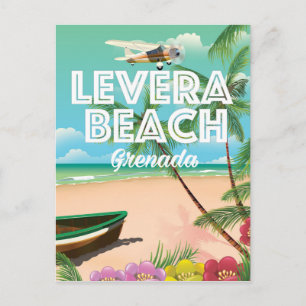 Grenada Levera Beach Travel Poster Postkarte