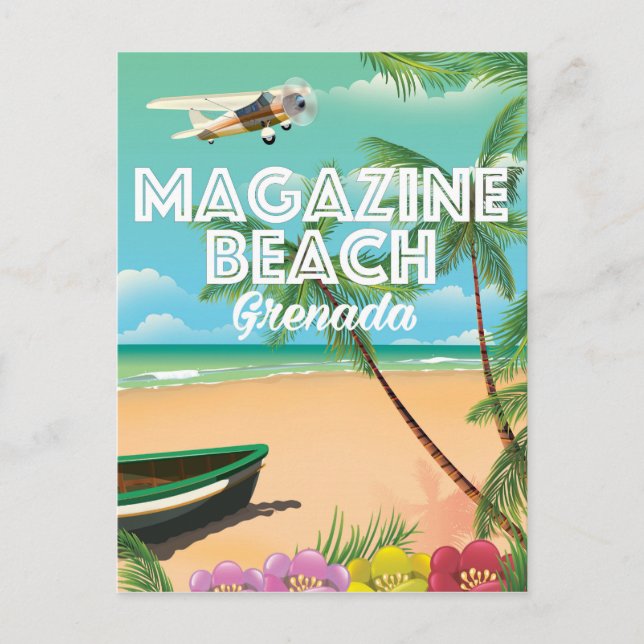 Grenada Magazine Beach Travel Poster Postkarte (Vorderseite)