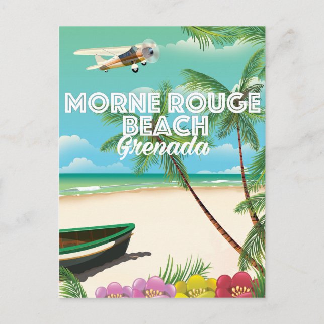 Grenada Morne Rouge Beach Travel Poster Postkarte (Vorderseite)