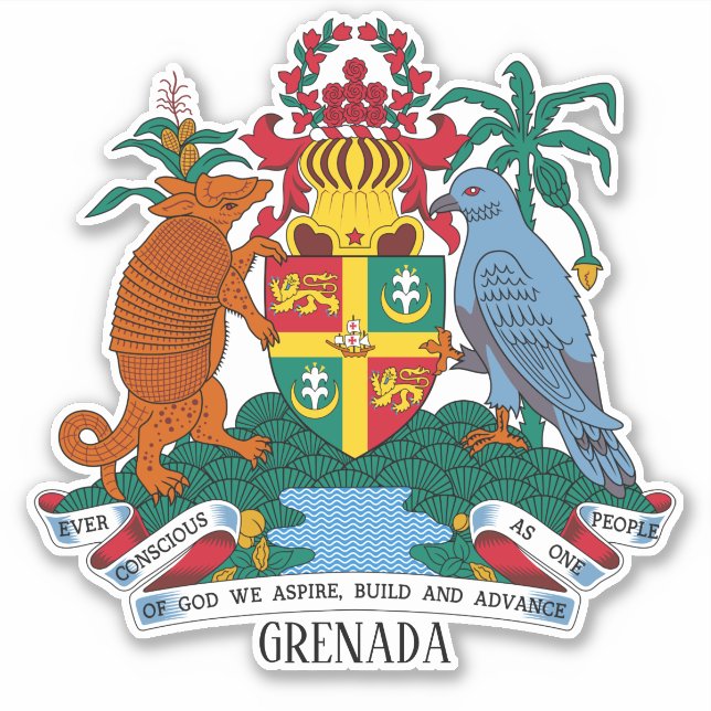 Grenada National Coat of Arms Patriotic Aufkleber (Vorderseite)
