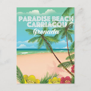Grenada Paradies Strand Acaracou Reisen Poster Postkarte