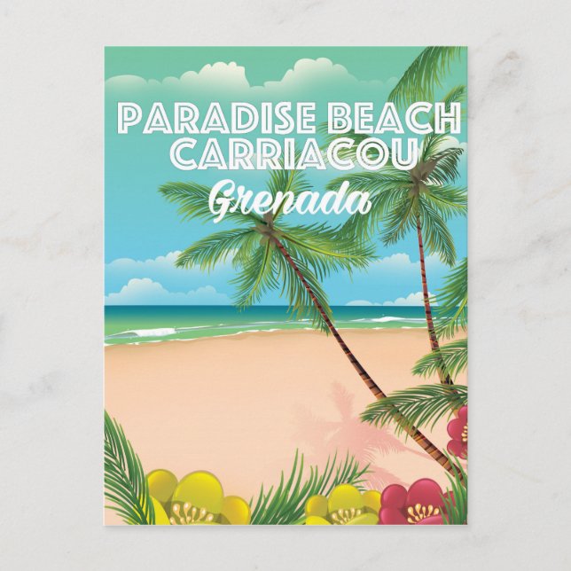 Grenada Paradies Strand Acaracou Reisen Poster Postkarte (Vorderseite)