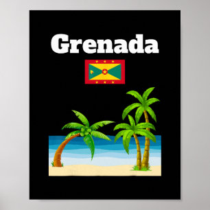 Grenada Reise Souvenir Grenadische Flagge Urlaub Poster