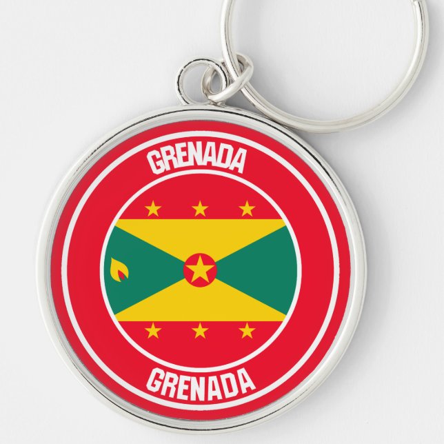 Grenada Round Emblem Schlüsselanhänger (Vorne)