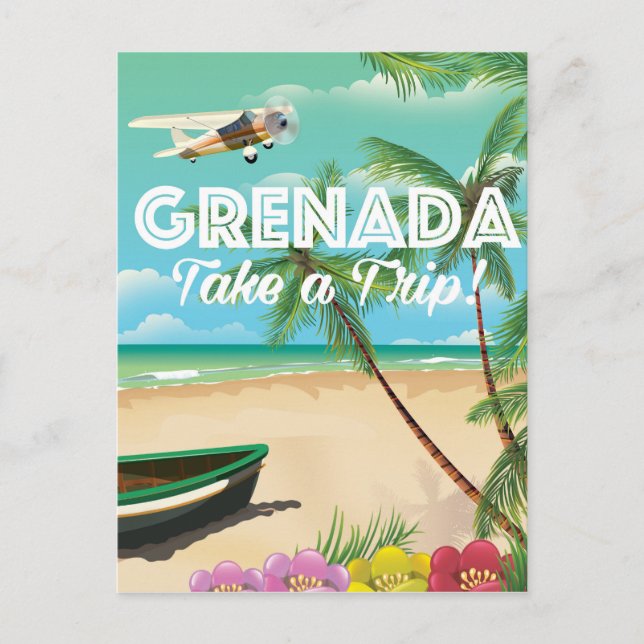 Grenada Vintag Vacation Travel Poster Postkarte (Vorderseite)