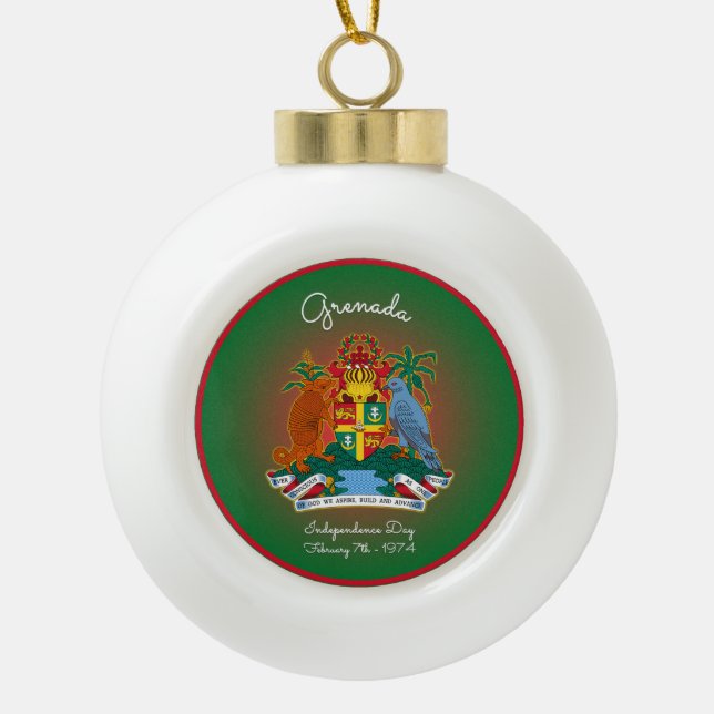 Grenada-Wappen Keramik Kugel-Ornament (Vorderseite)