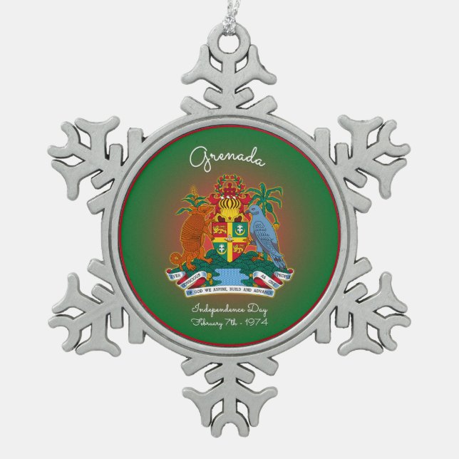 Grenada-Wappen Schneeflocken Zinn-Ornament (Vorderseite)