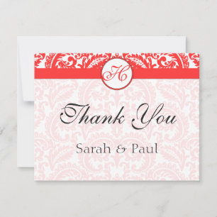 Grenadine Snapdragon Coral Damask Wedding Dankeskarte