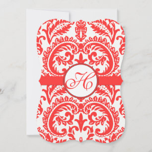 Grenadine Snapdragon Coral Damask Wedding Einladung