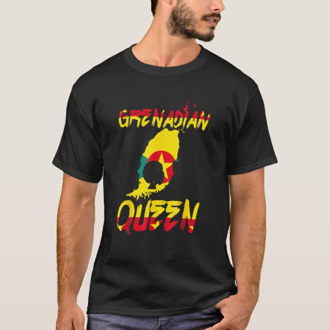 Grenadische Königin Grenada Flag Pride Afro Pride  T-Shirt (Vorderseite)